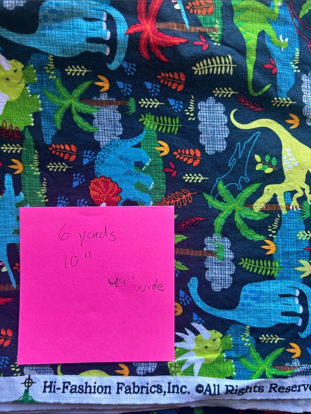 Hi-Fashion Fabrics Dinosaur Print Cotton Fabric - Navy / Green